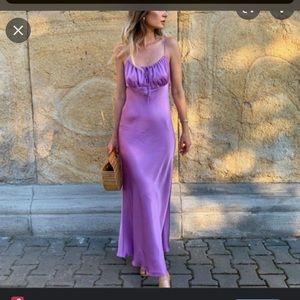 Zara lilac/ lavender satin midi dress size small brand new